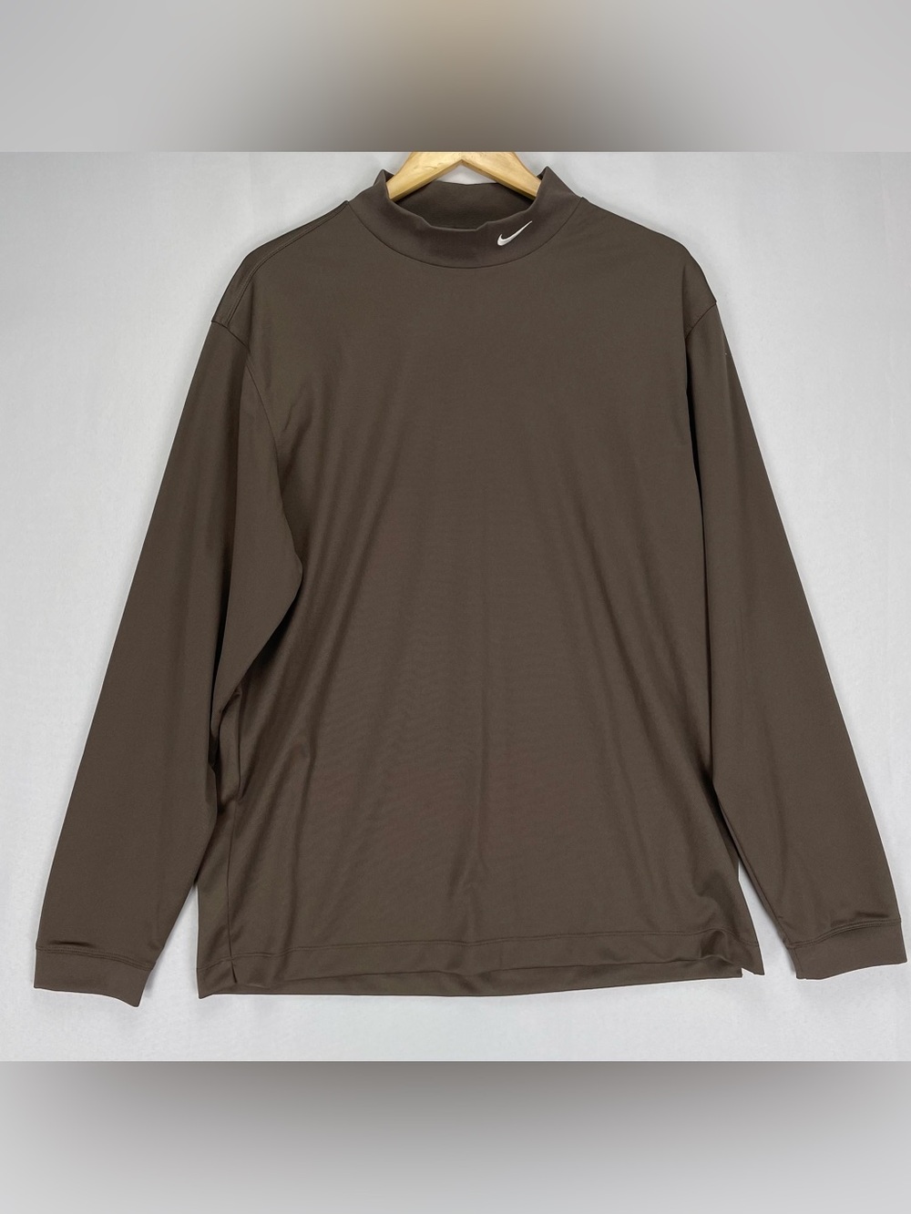 Nike Golf Long Sleeve Shirt Men’s L Brown Mock Neck Performance Stretch Dri-Fit